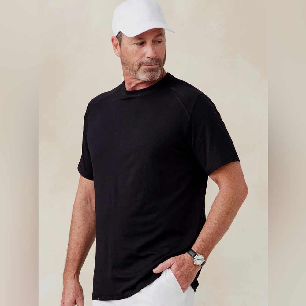 TASC Mens Carrollton Fitness T-Shirt Black Short Sleeve Organic Cotton Medium